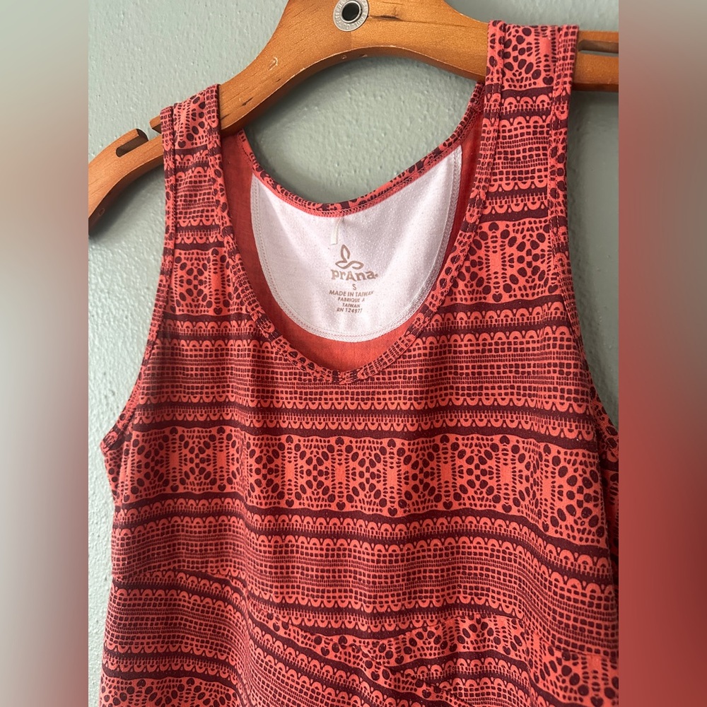prAna Amelie tribal geometric pattern Tank Dress | coral/raisin S - Picture 5 of 11